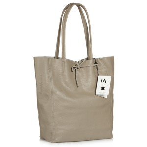 Geanta shopper din piele naturala DiAmanti Luisa Taupe Chiaro